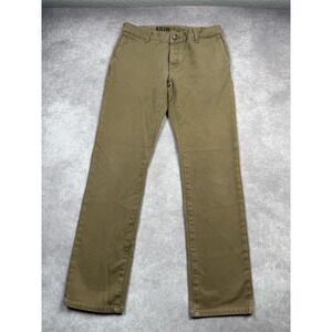 KR3W Chino Pants Mens 32 Khaki K Slim Stretch Button Fly Slim Skate Casual Twill
